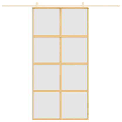 Porta Scorrevole Oro 102,5x205 Vetro Smerigliato ESG Alluminio - homemem39