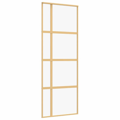 Porta Scorrevole Dorata 76x205 Vetro Trasparente ESG Alluminio - homemem39