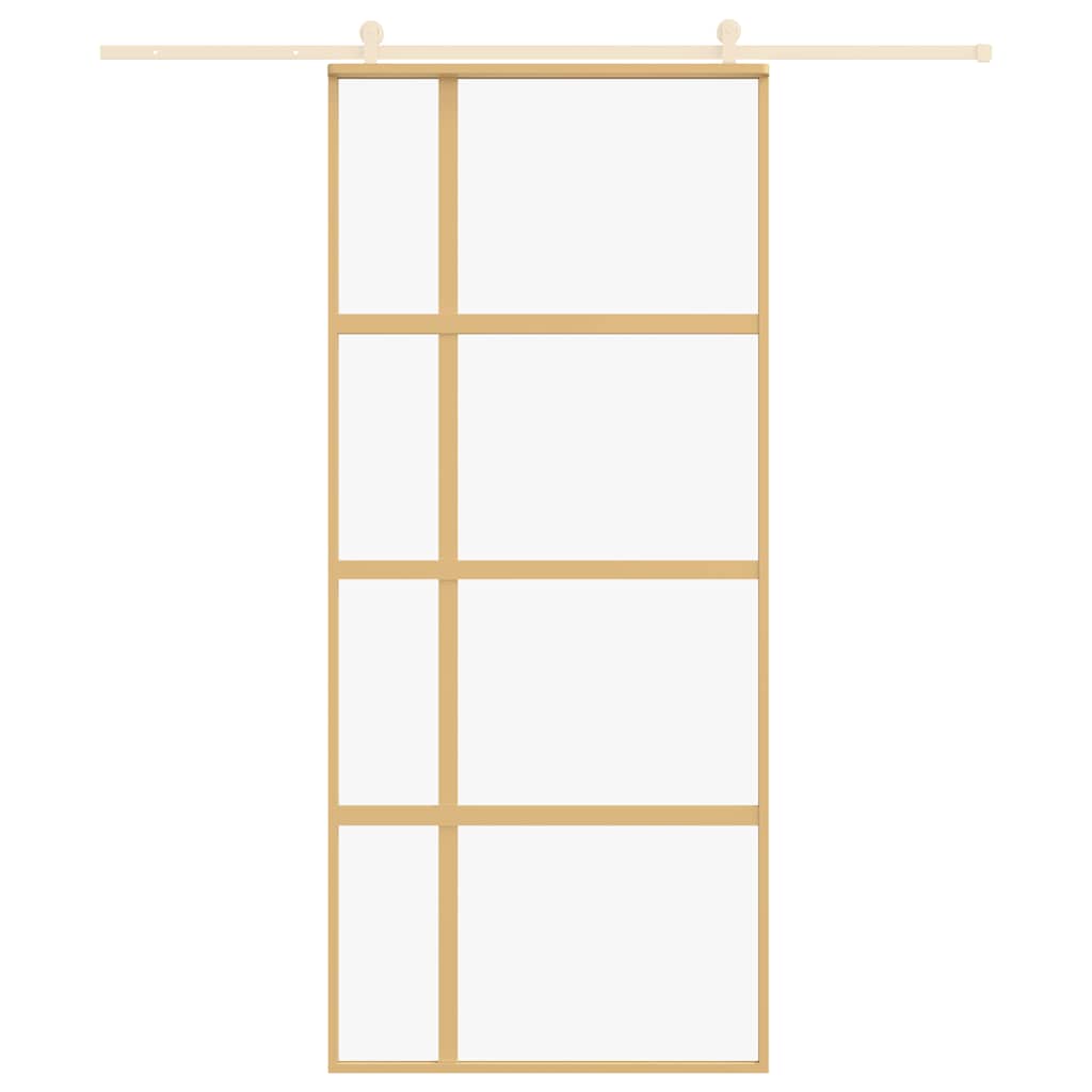Porta Scorrevole Dorata 90x205 Vetro Trasparente ESG Alluminio | homemem39