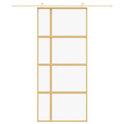 Porta Scorrevole Dorata 90x205 Vetro Trasparente ESG Alluminio | homemem39