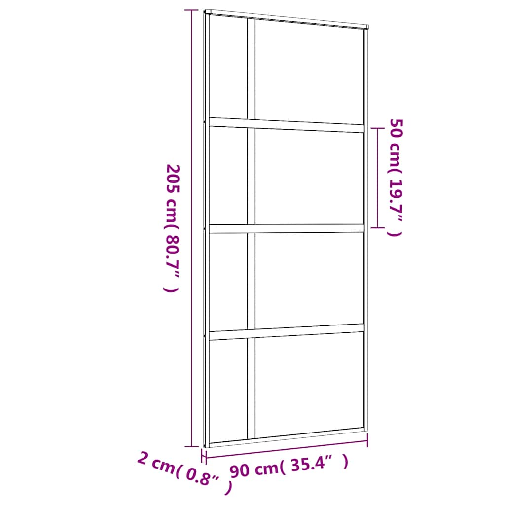 Porta Scorrevole Dorata 90x205 Vetro Trasparente ESG Alluminio | homemem39