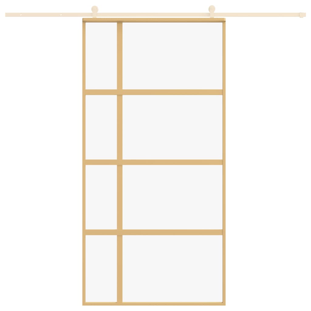 Porta Scorrevole Oro 102,5x205 Vetro Trasparente ESG Alluminio - homemem39
