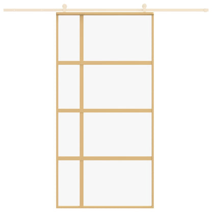 Porta Scorrevole Oro 102,5x205 Vetro Trasparente ESG Alluminio - homemem39