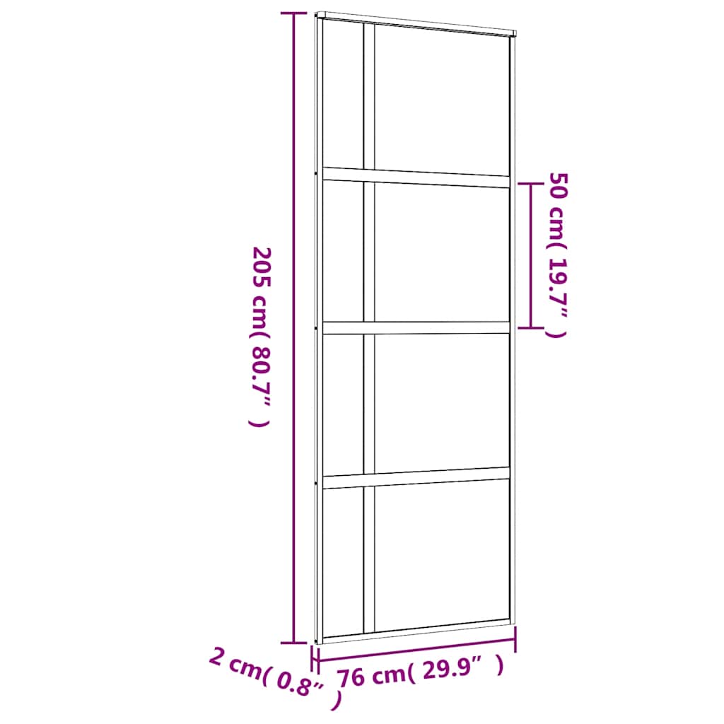 Porta Scorrevole Dorata 76x205 Vetro Smerigliato ESG Alluminio | homemem39
