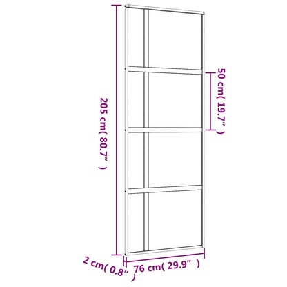 Porta Scorrevole Dorata 76x205 Vetro Smerigliato ESG Alluminio | homemem39