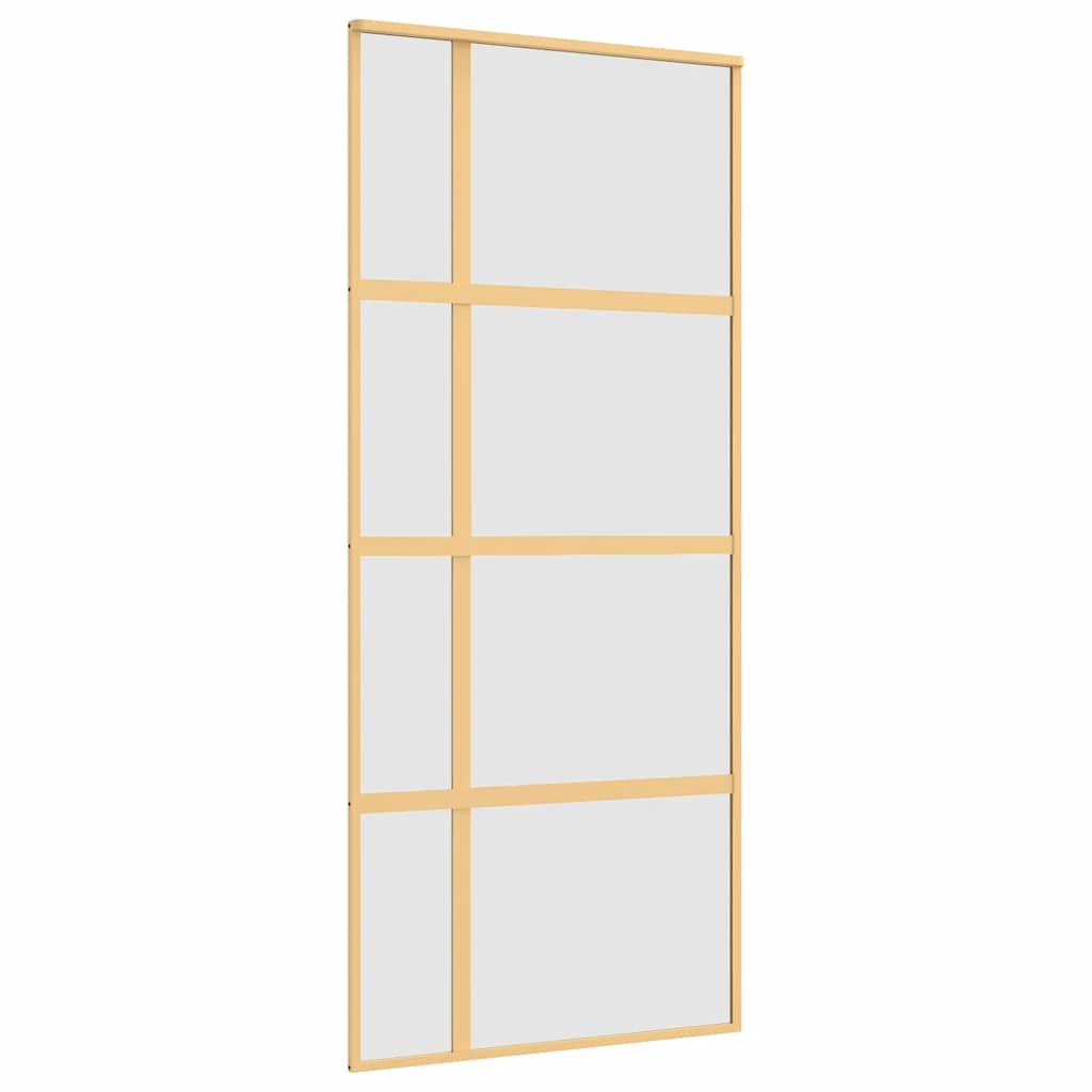 Porta Scorrevole Dorata 90x205 Vetro Smerigliato ESG Alluminio | homemem39