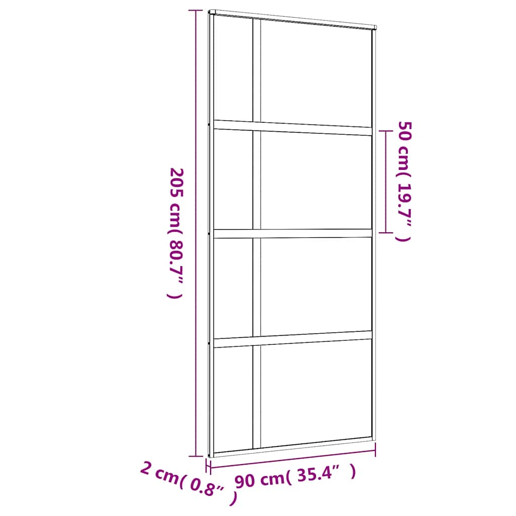 Porta Scorrevole Dorata 90x205 Vetro Smerigliato ESG Alluminio | homemem39