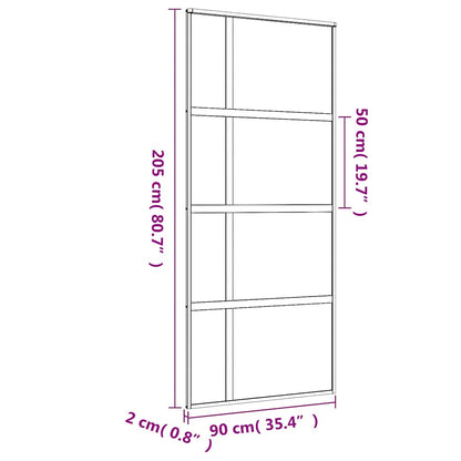 Porta Scorrevole Dorata 90x205 Vetro Smerigliato ESG Alluminio | homemem39