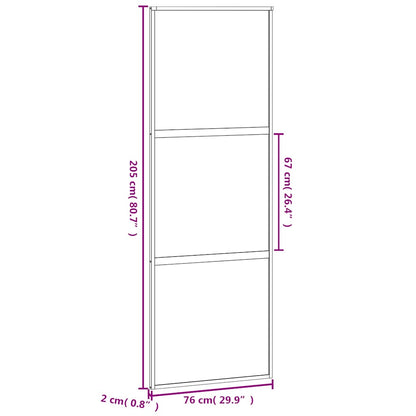 Porta Scorrevole Nera 76x205 cm in Vetro Temperato e Alluminio | homemem39