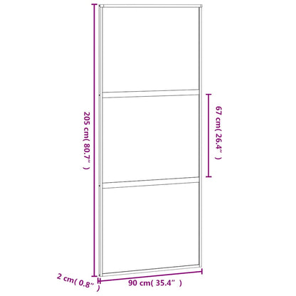 Porta Scorrevole Nera 90x205 cm in Vetro Temperato e Alluminio | homemem39