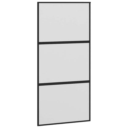 Porta Scorrevole Nera 102,5x205 cm Vetro Temperato e Alluminio | homemem39