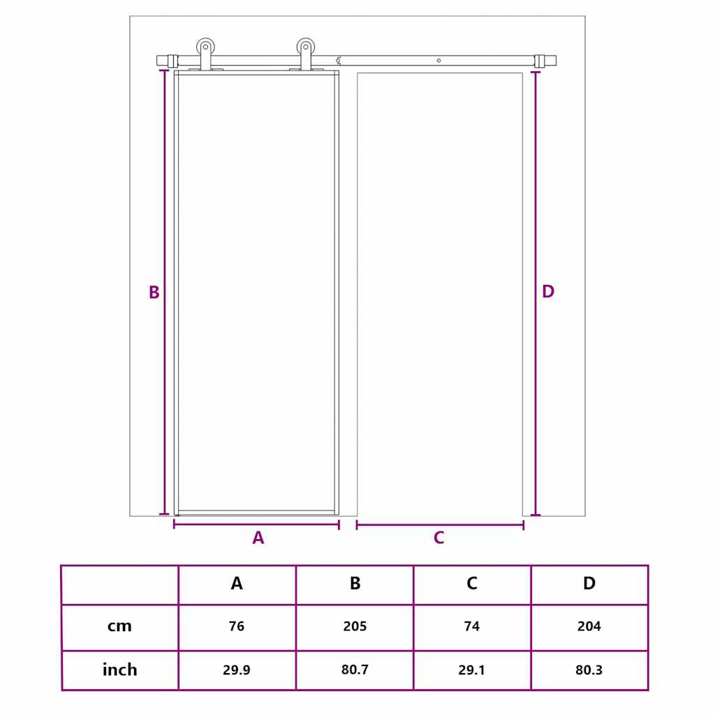 Porta Scorrevole Nera 76x205 cm in Vetro Temperato e Alluminio | homemem39