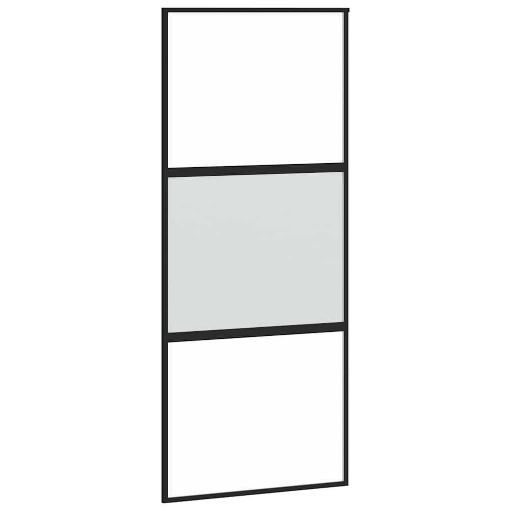 Porta Scorrevole Nera 90x205 cm in Vetro Temperato e Alluminio | homemem39