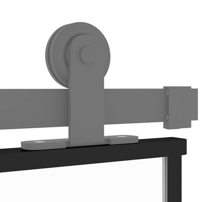 Porta Scorrevole Nera 90x205 cm in Vetro Temperato e Alluminio - homemem39