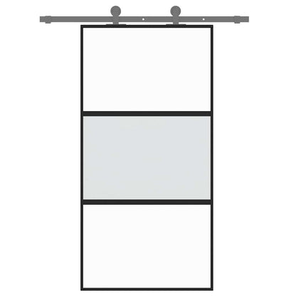 Porta Scorrevole Nera 102,5x205 cm Vetro Temperato e Alluminio | homemem39
