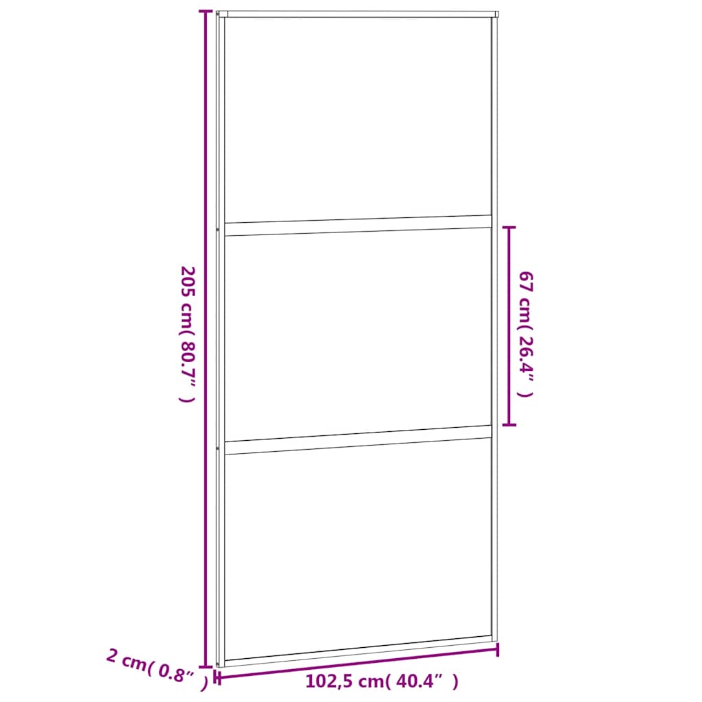Porta Scorrevole Nera 102,5x205 cm Vetro Temperato e Alluminio | homemem39
