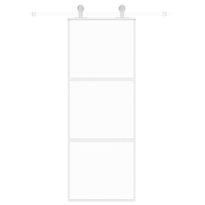 Porta Scorrevole Bianca 76x205 cm Vetro Temperato e Alluminio - homemem39