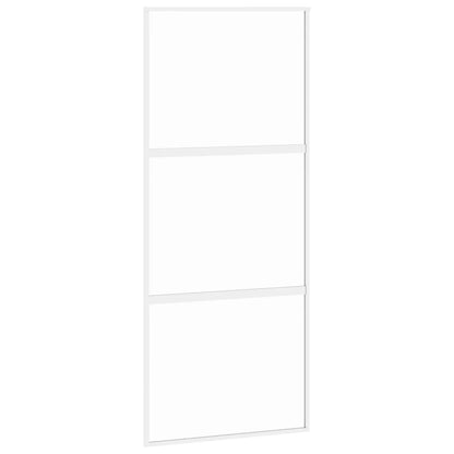 Porta Scorrevole Bianca 90x205 cm Vetro Temperato e Alluminio - homemem39