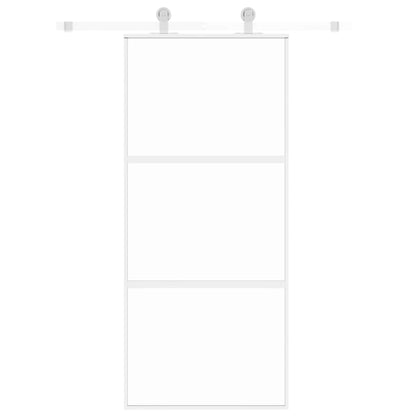 Porta Scorrevole Bianca 90x205 cm Vetro Temperato e Alluminio - homemem39