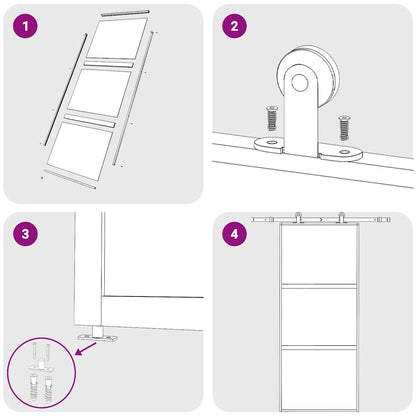 Porta Scorrevole Bianca 90x205 cm Vetro Temperato e Alluminio - homemem39