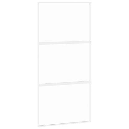 Porta Scorrevole Bianca 102,5x205cm Vetro Temperato e Alluminio - homemem39