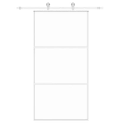 Porta Scorrevole Bianca 102,5x205cm Vetro Temperato e Alluminio - homemem39