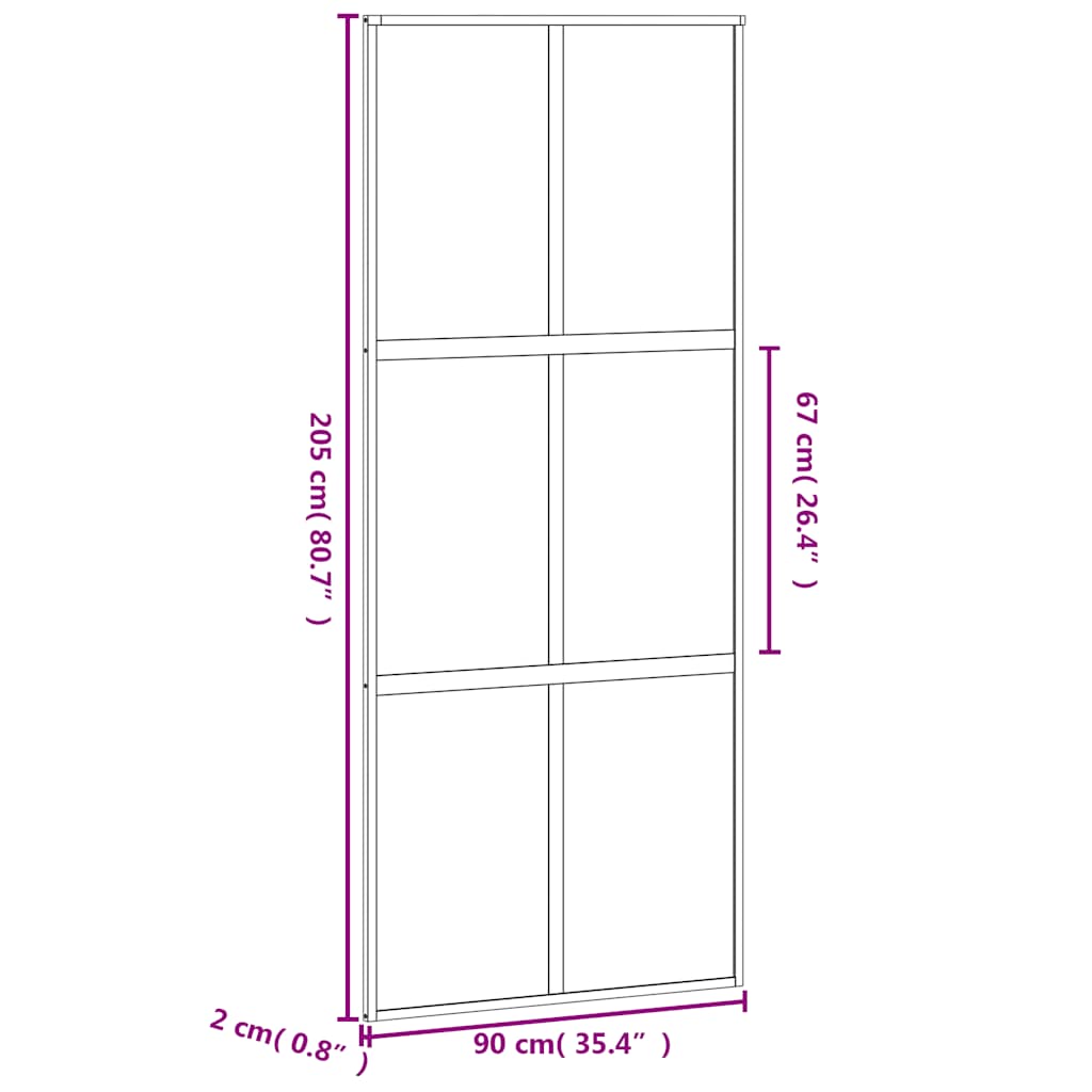Porta Scorrevole Nera 90x205 cm in Vetro Temperato e Alluminio | homemem39