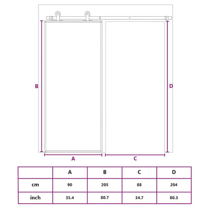 Porta Scorrevole Nera 90x205 cm in Vetro Temperato e Alluminio | homemem39