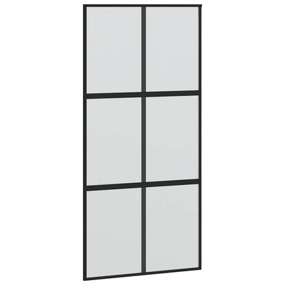 Porta Scorrevole Nera 102,5x205 cm Vetro Temperato e Alluminio | homemem39