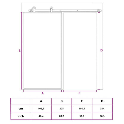 Porta Scorrevole Nera 102,5x205 cm Vetro Temperato e Alluminio | homemem39