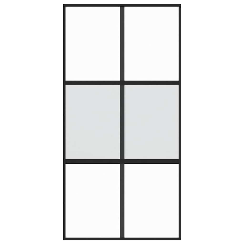 Porta Scorrevole Nera 102,5x205 cm Vetro Temperato e Alluminio | homemem39