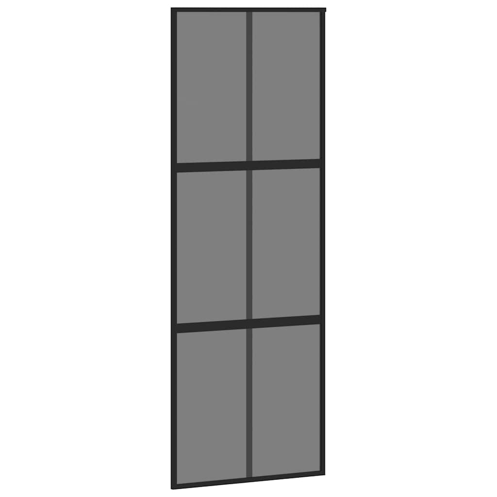 Porta Scorrevole Nera 76x205 cm in Vetro Temperato e Alluminio | homemem39