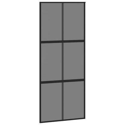 Porta Scorrevole Nera 90x205 cm in Vetro Temperato e Alluminio | homemem39