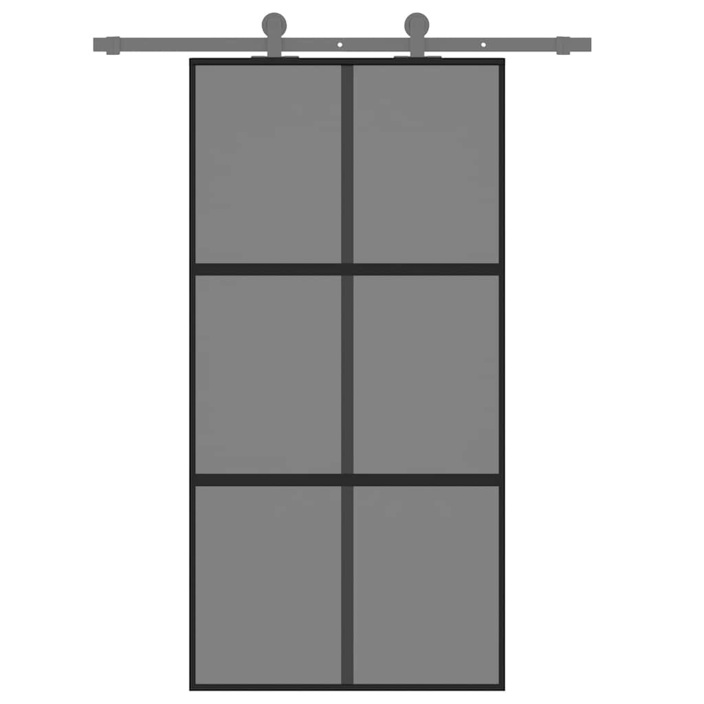 Porta Scorrevole Nera 102,5x205 cm Vetro Temperato e Alluminio | homemem39