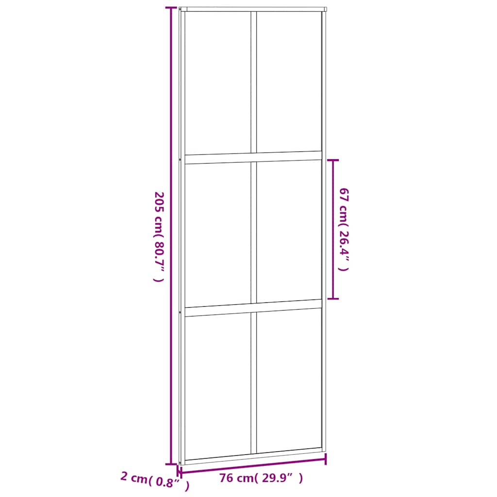 Porta Scorrevole Bianca 76x205 cm Vetro Temperato e Alluminio | homemem39