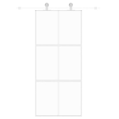 Porta Scorrevole Bianca 90x205 cm Vetro Temperato e Alluminio | homemem39