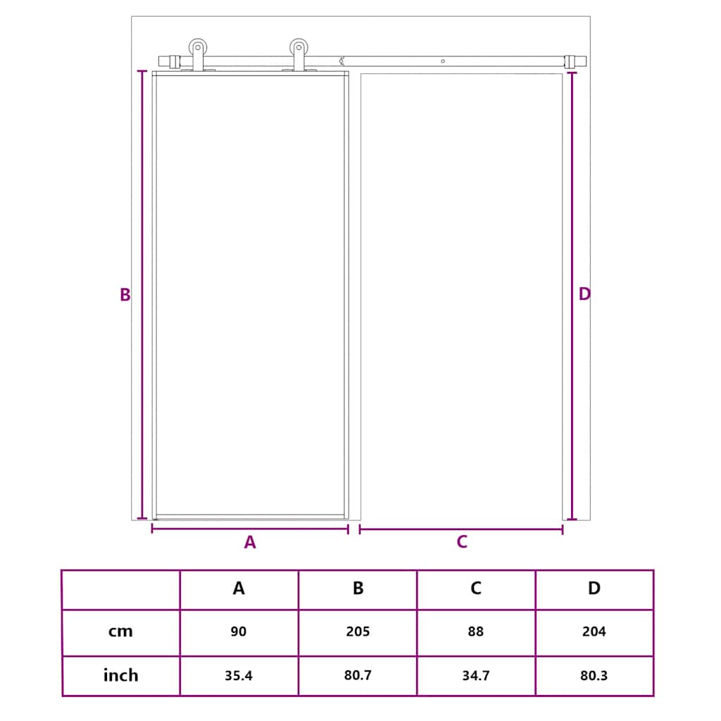 Porta Scorrevole Bianca 90x205 cm Vetro Temperato e Alluminio | homemem39