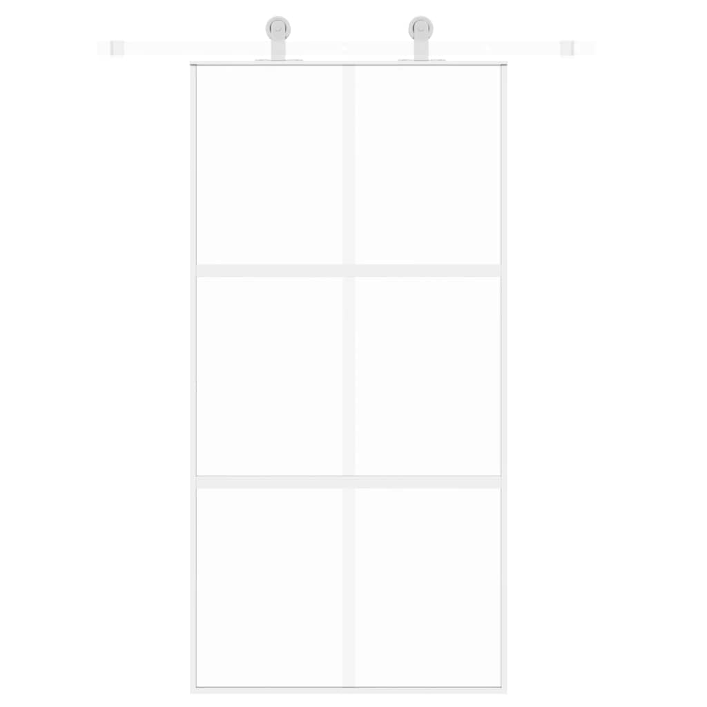 Porta Scorrevole Bianca 102,5x205cm Vetro Temperato e Alluminio | homemem39