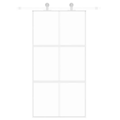 Porta Scorrevole Bianca 102,5x205cm Vetro Temperato e Alluminio | homemem39