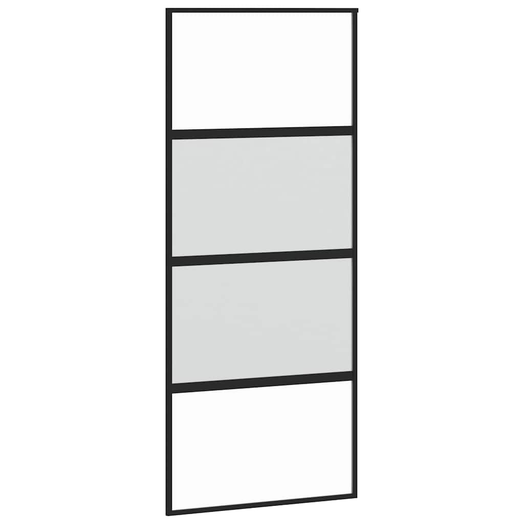 Porta Scorrevole Nera 90x205 cm in Vetro Temperato e Alluminio | homemem39