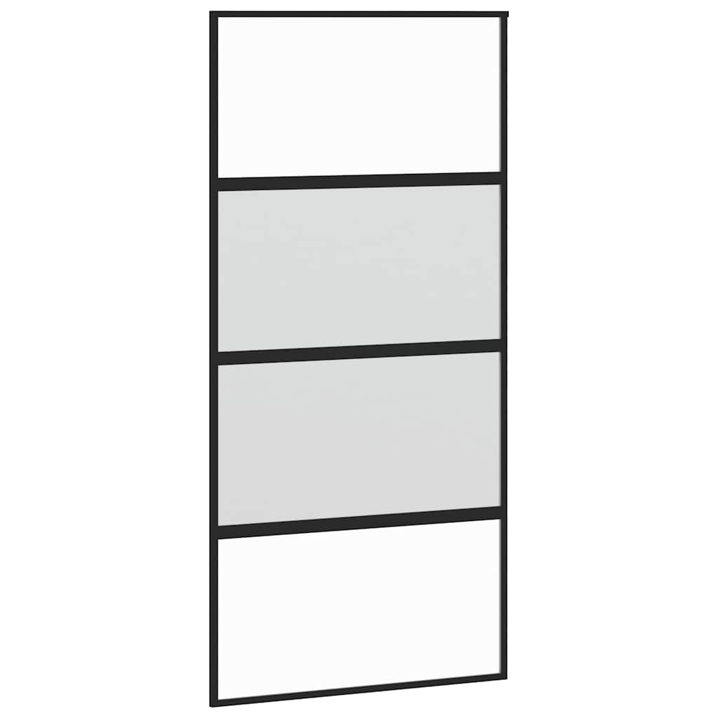 Porta Scorrevole Nera 102,5x205 cm Vetro Temperato e Alluminio | homemem39