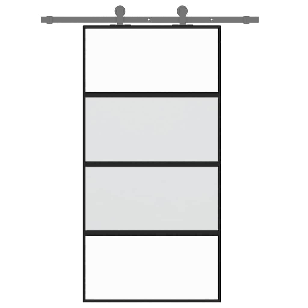 Porta Scorrevole Nera 102,5x205 cm Vetro Temperato e Alluminio | homemem39
