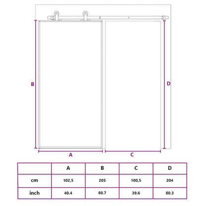 Porta Scorrevole Nera 102,5x205 cm Vetro Temperato e Alluminio | homemem39