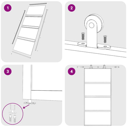 Porta Scorrevole Nera 76x205 cm in Vetro Temperato e Alluminio | homemem39