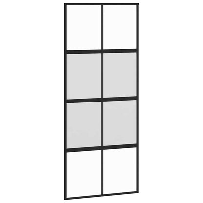 Porta Scorrevole Nera 90x205 cm in Vetro Temperato e Alluminio | homemem39