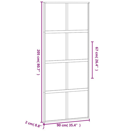 Porta Scorrevole Nera 90x205 cm in Vetro Temperato e Alluminio | homemem39