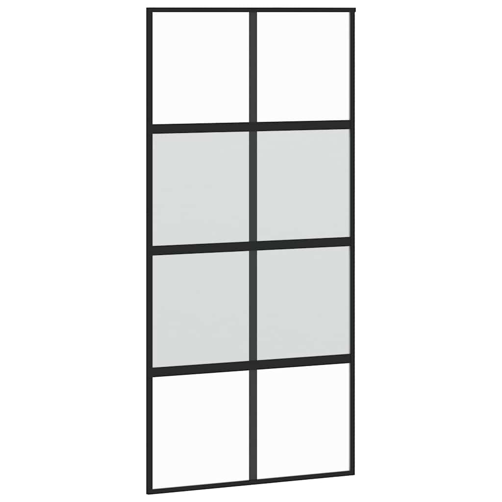 Porta Scorrevole Nera 102,5x205 cm Vetro Temperato e Alluminio | homemem39