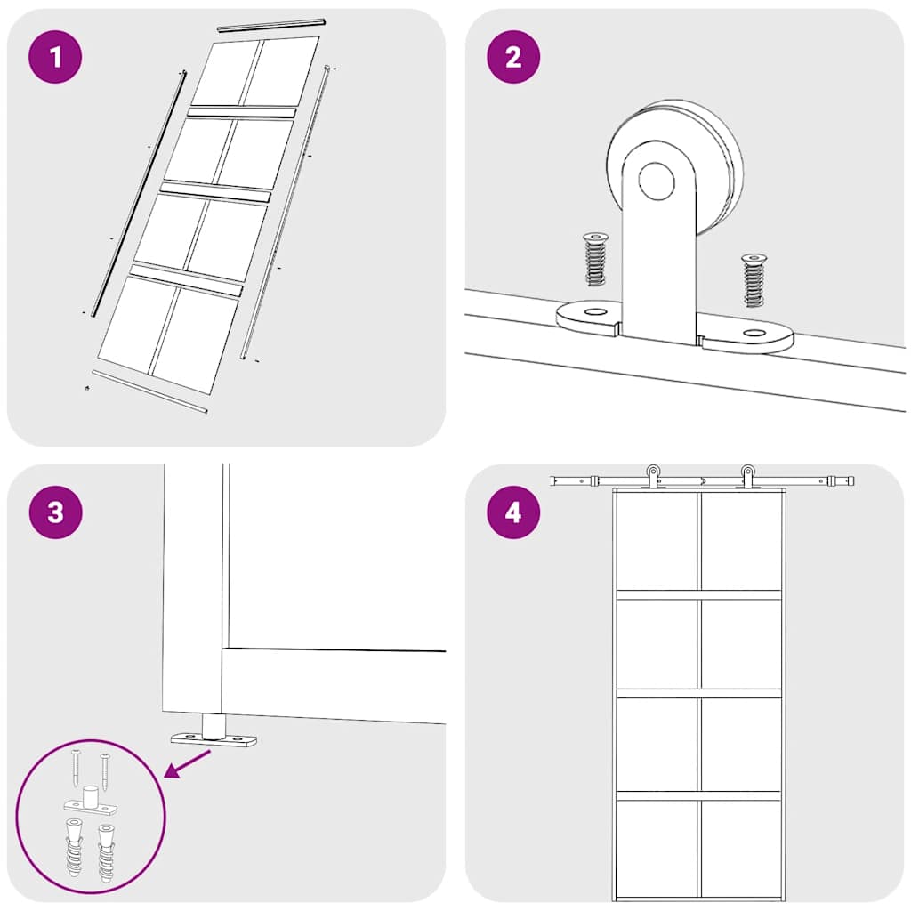 Porta Scorrevole Nera 102,5x205 cm Vetro Temperato e Alluminio | homemem39