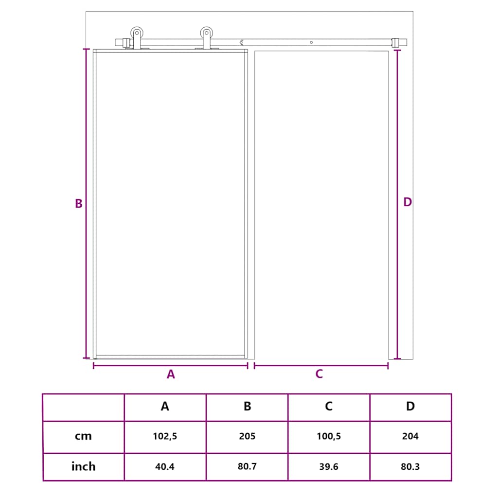 Porta Scorrevole Nera 102,5x205 cm Vetro Temperato e Alluminio | homemem39
