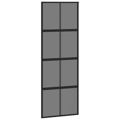 Porta Scorrevole Nera 76x205 cm in Vetro Temperato e Alluminio | homemem39